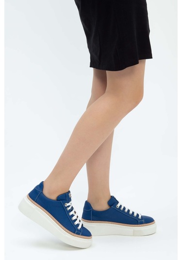 Tamer Tanca Kadın Hakiki Deri Saks Floter Sneakers & Spor Ayakkabı 937 5022-09 Bn Ayk Y23 Saks Floter Saks