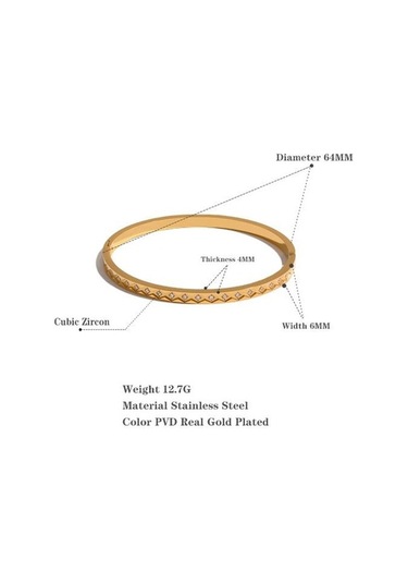 Novahub Altın 60mm Moda Döküm Bileklik Kadınlar İçin Kübik Zirkonya 18k Pvd Kaplama Kadın Bilezik Trendy Takı Altın