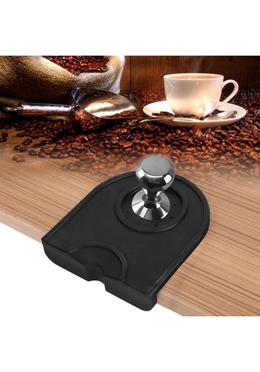 Konesam Kahve Tozunu Basmak İçin Silikon Mat - Dikişli Kenar, Kayma Engeli, Siyah Küçük Boyut 12.5x14cm Siyah