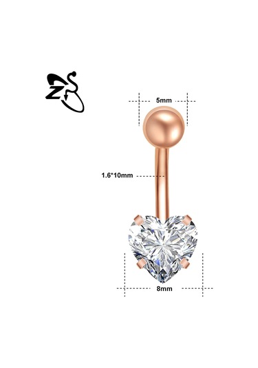 Zs 14g Paslanmaz Çelik Göbek Piercingi 6/8/10/12 Mm Cz Kristal Takı Whıtepembe Pembe