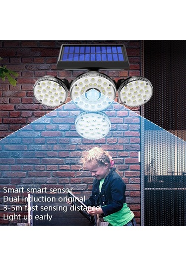 Sones Tg-ty051 4-baş Döndürülebilir Güneş Duvar Lambası Gövde Sensörü Açık Bahçe Su Geçirmez Koridor Bahçe Aydınlatması Sokak Lambası, Spec: 180 Led