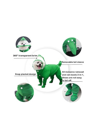 Her Şey Dahil Pet Dört Ayaklı Tek Parça Dış Mekan Su Geçirmez Yağmurluk, Boyut: Xl Kırmızı