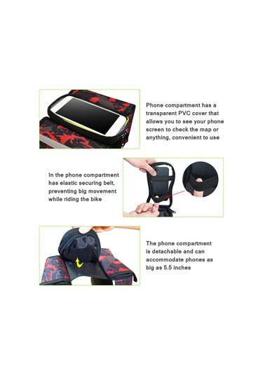 Bisiklet Selesi Çantası, Bisiklet Üst Tüp Çantası, Su Geçirmez Şeffaf Pvc Telefon Koruma Çantası Bisikletçiler İçin