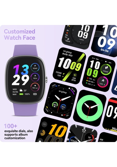 Geeroyoo Anyloop Alw1 Spor Akıllı Saat Mor - 1.69" Tft Ekran, 24/7 Kalp Ritmi Ve Spo2 İzleme, Uyku Takibi, 100+ Spor Modu, Ip67 Su Geçirmezliği