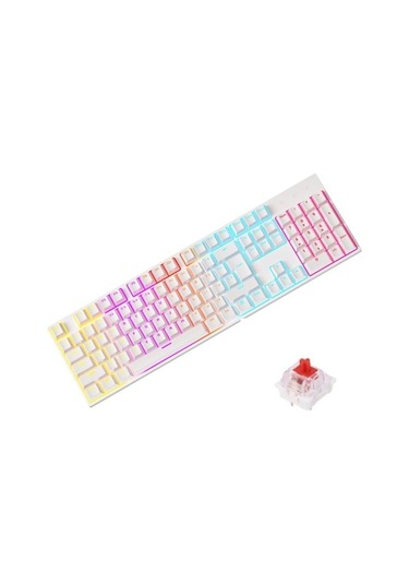 Beyaz Rgb Kırmızı Switch Q Gaming Tam Mekanik Kablolu Oyuncu Klavyesi Bkb4