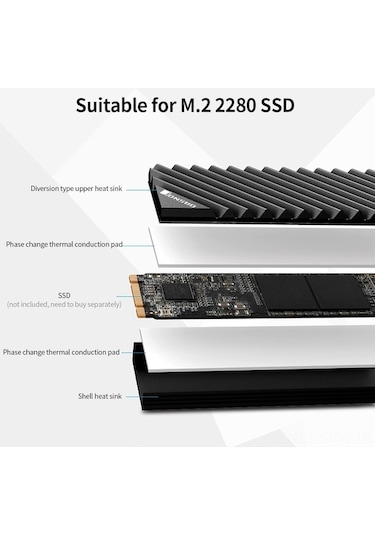 Besthome1 M.2 2280 Ssd Soğutucu, Alüminyum Isı Emici, Termal Pedli, Araçsız Tasarım, Kırmızı