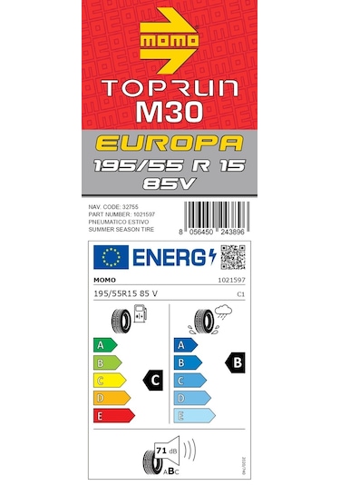 Momo 195/55 R15 85V M30 Toprun Yaz Lastiği 2025