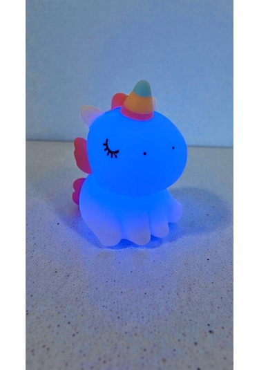 Unicorn Dekoratif Masa Gece Lambası Boyut:16cm Çok Renkli