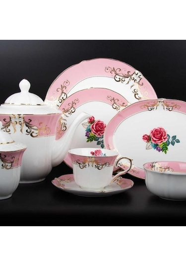Evaliza Queen Mary 36 Parça Kahvaltı Takımı Desenli