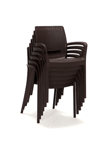 6 Adet Rattan Lüx Kahve Sandalye / Balkon-bahçe-teras Kahverengi