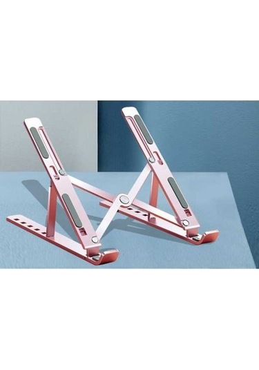 Pazly Portatif Alüminyum Alaşımlı Ergonomik Dizüstü Bilgisayar Standı, 6 Seviyeli Ayarlanabilir, Gül Altını Renk