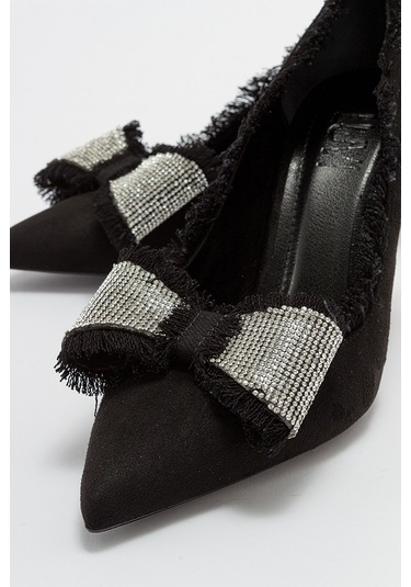 Luvishoes Vegas Siyah Süet Kadın Topuklu Ayakkabı Sıyah Suet
