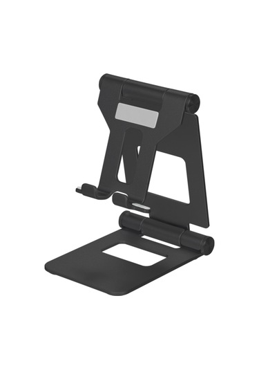 Kosona Z10a Çift Katlanabilir Alüminyum Telefon/tablet Tutucu - 270 Döner, Taşınabilir, Sabit Dizayn, Sıcakten Koruma, Ev/ofis Kullanıma Uygun Siyah
