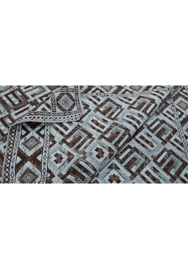 Algelsineve Dama Desen Geometrik Modern Halı Örtüsü Kahverengi