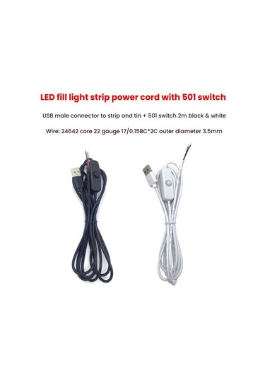 Sones 2 Pin Usb Güç Kablosu 501 Açma Kapama Kontrol Düğmesi Kablosu Led Dolgu Işığı Şeridi Bitki Işığı Güç Kablosu Siyah