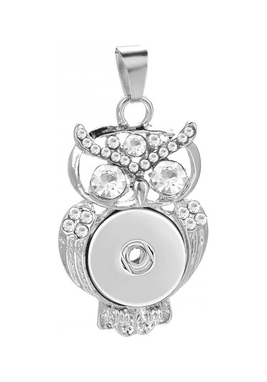 Soulader Yapışkan Snap Düğme Mekanizmalı Işıltılı Kristal Taş Detaylı Şık Metal Baykuş Figürlü Kolye Aksesuarı Çok REnkli