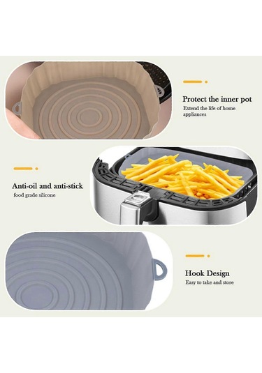 2 Adet Air Fryer Silikon Sepet Silikon Kalıp Airfryer Fırın Pişirme Tepsisi Pizza Kızarmış Tavuk Sepeti Yeniden Kullanılabilir Tava Astarı Aksesuarlarıpembe Çok Renkli