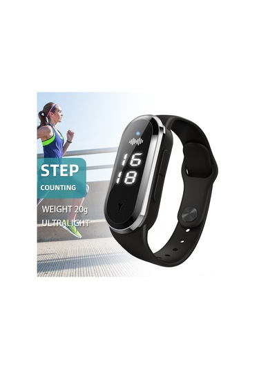 Kangvka M21 Siyah Ultrasonik Enjeksiyonlu Bileklik - Saat, Adım Sayımı, Sıcaklık Ölçümü Ve Dışarıda Enjeksiyon Koruma