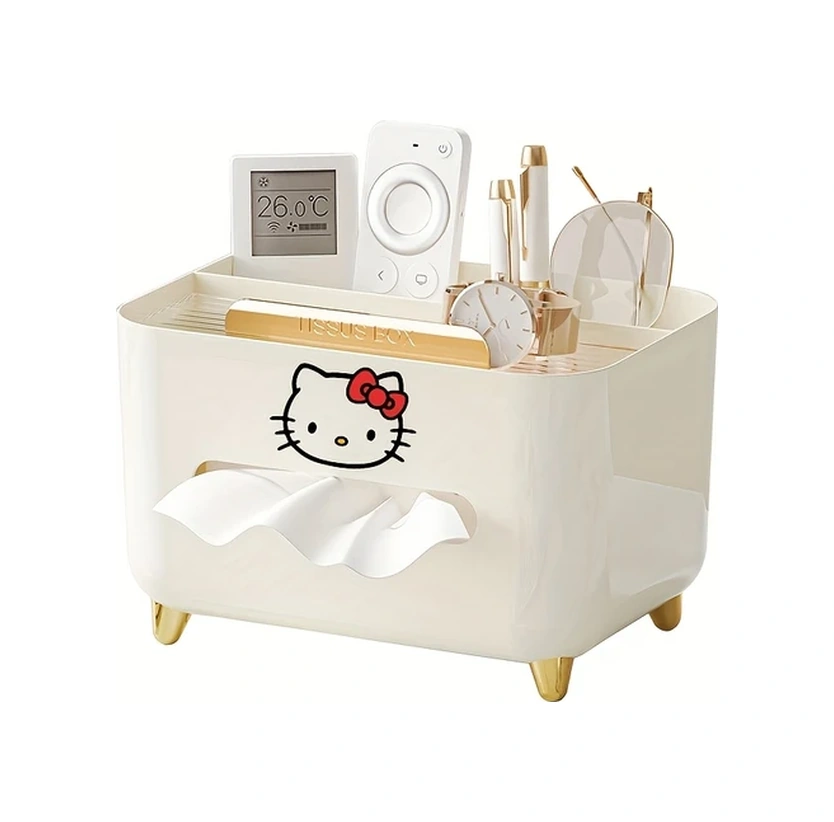 Sunshine011 1 Adet Hello Kitty Peçetelik - Dekoratif Kapaklı, Yaşam Odası, Banyo, Ofis İçin Yer Tasarruflu Saf Beyaz