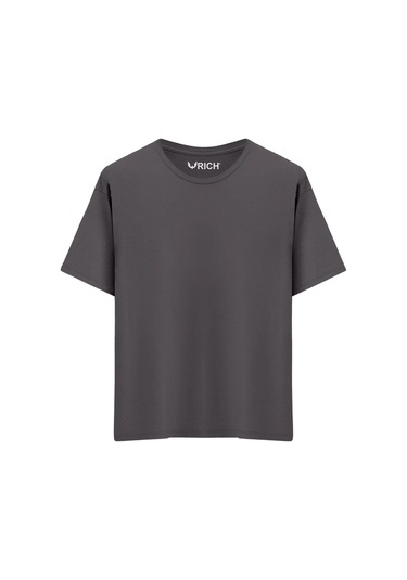 Erkek 4 Lü Paket %100 Pamuk Oversize Tişört Basic Bisiklet Yaka Kısa Kollu T-shirt Gri