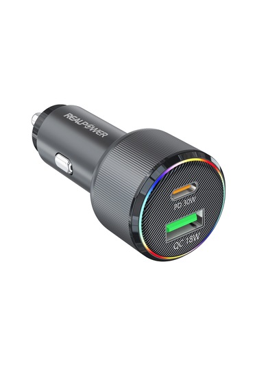 Realpower 48w Hızlı Araç Şarjı + Type-c Den Type-c Kablo Rp-cc48w Siyah