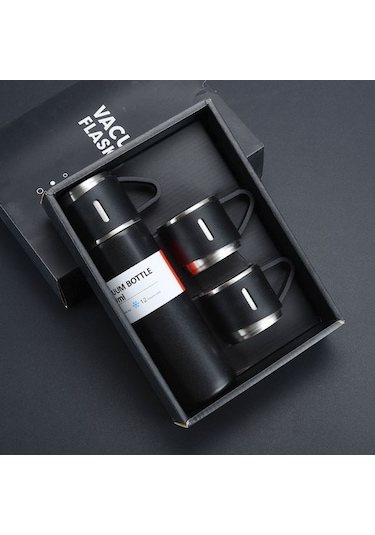 Paslanmaz Çelik Bardaklı Termos Seti 500 Ml Renkli