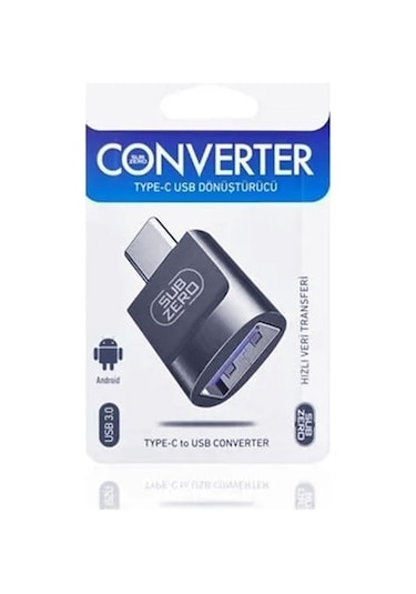 Subzero Type-C Dönüştürcü, Type-C USB Otg Çevirici USB 3.0 Hızlı Transfer | Metal