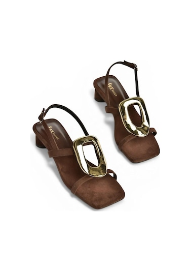 Fox Shoes Y282440002 Kahverengi Süet Alçak Kalın Topuklu Kadın Ayakkabı