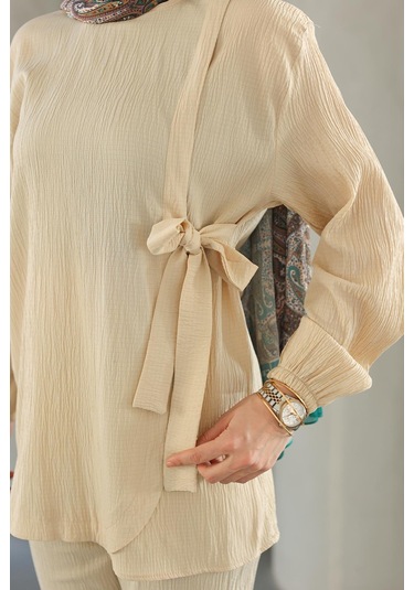 Bağlama Detaylı Takım Bej Bej