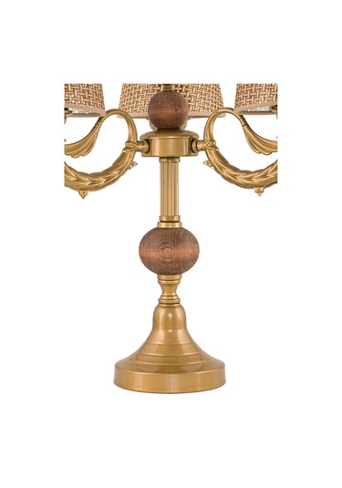 Üçlü Şamdan Masa Lambası Abajur Eskitme Kahverengirattan Hasır Şapkalı Eskitme