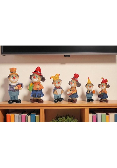 Lüks 6 Lı Polyester Palyaço Biblo Seti Dekoratif Obje Ev Ofis Hediyesi Vitrin Konsol Süsü Set 6