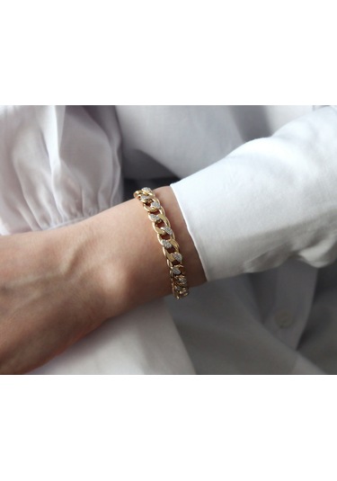 Taşlı Gurmet Bileklik-Künye Guler10001470 Sarı Altın