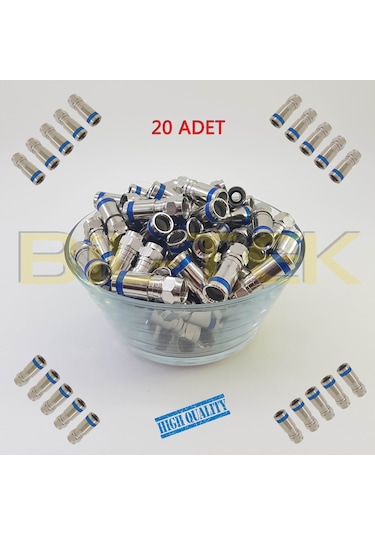 Digitürk Rg6 Sıkmalı F Konnektör - 20 Adet