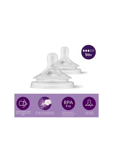 Nessiworld Avent Doğal Tepkili Natural Response 2'li Biberon Emziği No:3 1+ Ay