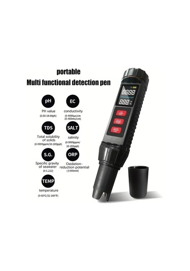 Xuweiwei Black Cloud Prime 7 İn 1 Su Kalitesi Test Cihazı Tds Ec Sıcaklık Tuz Orp Ph Ölçer Akvaryum Havuz İçme Suyu Portatif Cr2032 Pil