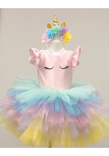 Unicorn Model Kız Çocuk Bebek Abiye Elbise Kostüm (369035771)