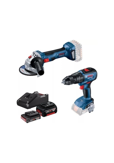 Bosch GSB 18V-50 Darbeli Delme/Vidalama + GWS 180-LI Taşlama Makinesi - 0615990M8S