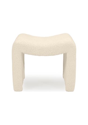 Tokyo Peluş Oval Puf Krem Krem