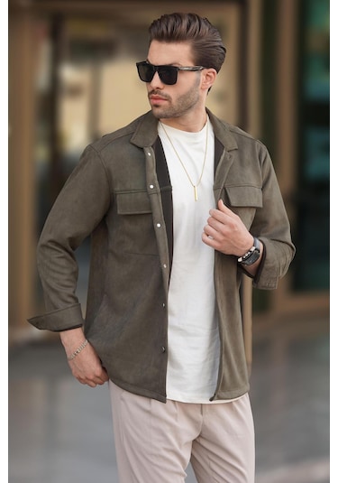 Madmext Haki Cep Detaylı Gömlek Ceket 6748 Haki
