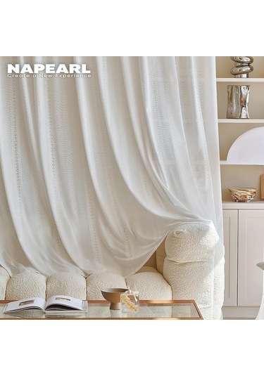 1 Adet Napearl Beyaz Tül İçi Boş Oyma Tasarım Pencere Teli Perdesi Zarif Sırf Oturma Odası Perdesi Ev Dekor İçin