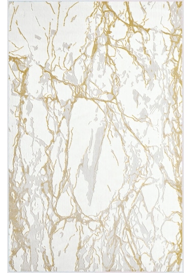 Rovigo Home Dijital Baskı Yıkanabilir Kaymaz Taban Salon Halısı Rvg0673 Beyaz