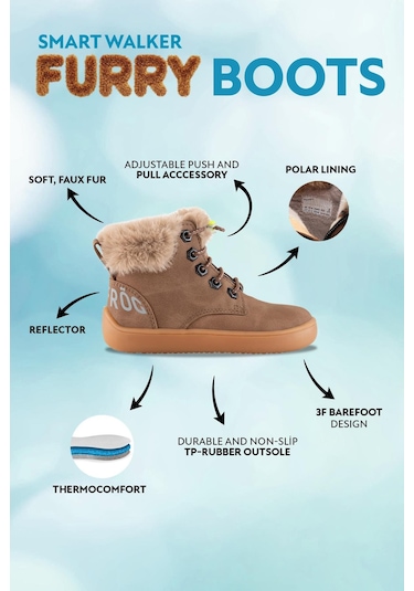 Hopfrög Furry Boots Kahverengi Meşe Barefoot Çocuk Botu Kahverengi