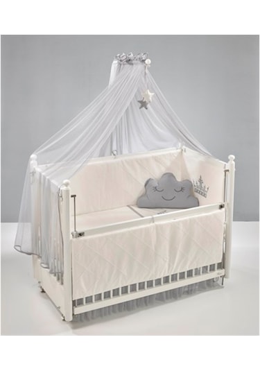 Meltem Kids Motto Gri Nakışlı Pamuklu Bebek Uyku Seti 60 x 120 CM Gri