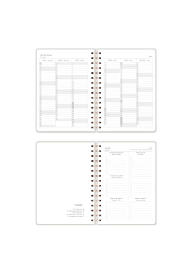 2026 A5 Spiralli Keten Haftalık Ajanda 12 Aylık - Krem Krem