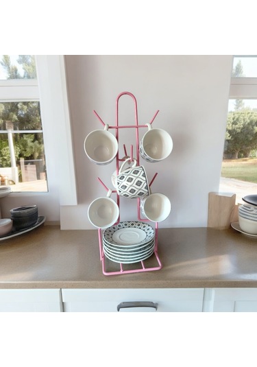 Fincan Askısı, Pembe Tabaklı Askılık , Masa Üstü, Tezgah Üstü