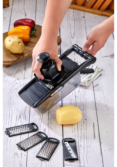 Cooker 5 Bıçaklı Hazneli Lüx Paslanmaz Çelik Rende Ckr3379-siyah Siyah