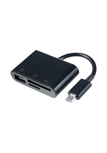 Mufunye Micro Usb Hub 3-in-1: Usb 2.0 Dönüştürücü + Sd/tf Kart Okuyucu, Telefon İle Klavye/kamera Bağlantısı, Siyah
