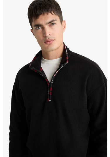 Defacto Regular Fit Polar Yarım Fermuarlı Üst G2728ax25wnbk27 Siyah