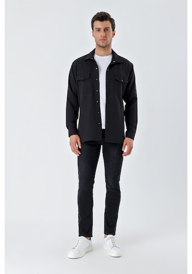 Bigdart 20193 Oversize Erkek Gömlek - Siyah 001