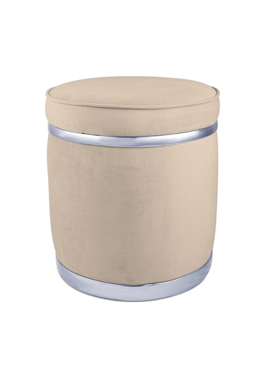 Zerafet Silver Kaplama Luxery Puf- Krem Babyface Kumaş Pofuduk Oturma Pufu&makyaj Pufu&bench